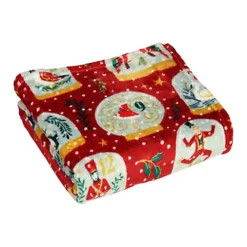 Furn. Twelve Days Of Christmas Festive Printed Fleece Throw