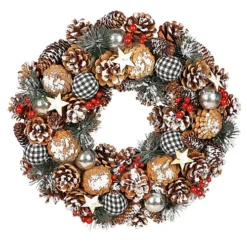 Gingham Glory Autumn Winter Door Decoration Christmas Wreath 38cm -Deals Christmas Decor Store gingham glory autumn winter door decoration christmas wreath 38cm5060633947160 02c MP