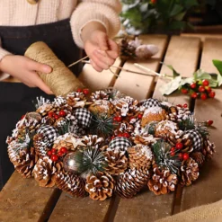 Gingham Glory Autumn Winter Door Decoration Christmas Wreath 38cm -Deals Christmas Decor Store gingham glory autumn winter door decoration christmas wreath 38cm5060633947160 03c MP