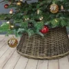Grey Natural Wicker Christmas Tree Skirt Woven Wicker Tree Ring Cover 53cm
