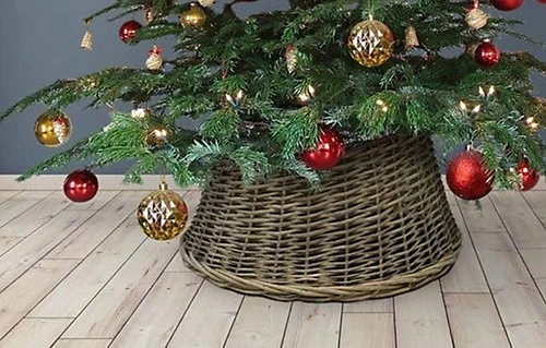 Grey Natural Wicker Christmas Tree Skirt Woven Wicker Tree Ring Cover 53cm 1 Grey Natural Wicker Christmas Tree Skirt Woven Wicker Tree Ring Cover 53cm