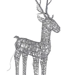 Grey Wicker Deer LED Christmas Reindeer Decoration 96 Warm White Lights 135cm