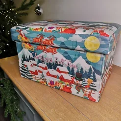 H20 X 35 X 23cm Flat Pack Christmas Eve Box With Padded Lid And Snow Scene Design