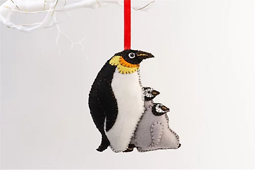 Handmade Felt Penguin And Chicks Christmas Tree Hanging Decoration - 12 Cm 1 Handmade Felt Penguin And Chicks Christmas Tree Hanging Decoration - 12 Cm