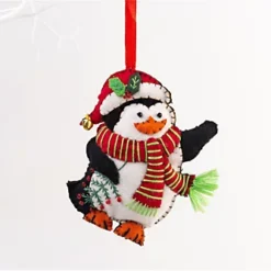 Handmade Felt Penguin Christmas Tree Hanging Decoration - 11.5 Cm