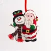 Handmade Felt Santa And Snowman Christmas Tree Hanging Decoration - 12 Cm