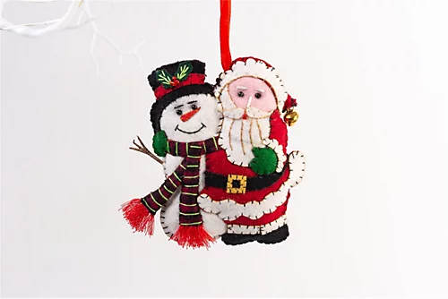 Handmade Felt Santa And Snowman Christmas Tree Hanging Decoration - 12 Cm 1 Handmade Felt Santa And Snowman Christmas Tree Hanging Decoration - 12 Cm