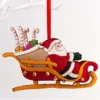 Handmade Felt Santa In His Sleigh Christmas Tree Hanging Decoration - 11.5 Cm