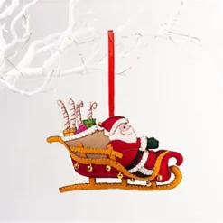 Handmade Felt Santa In His Sleigh Christmas Tree Hanging Decoration - 11.5 Cm -Deals Christmas Decor Store handmade felt santa in his sleigh christmas tree hanging decoration 11 5 cm5060733450737 02c MP