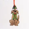 Handmade Felt Sitting Dog Christmas Tree Hanging Decoration - 13 Cm