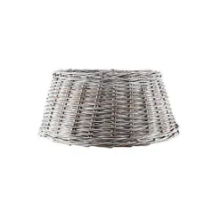 Handmade Wicker Willow Rattan Tree Skirt Natural White Wash Grey Christmas Tree Festive Xmas Stand Base Basket Cover 58cm