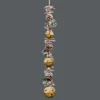 Hanging Decoration With Jingle Bells Wooden Sticks, Berries And Pinecones Christmas Home Wall Door 90cm Golden