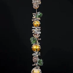 Hanging Decoration With Jingle Bells Wooden Sticks, Berries And Pinecones Christmas Home Wall Door 90cm Golden -Deals Christmas Decor Store hanging decoration with jingle bells wooden sticks berries and pinecones christmas home wall door 90cm golden5056141051253 03c MP