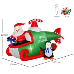 HOMCOM 4ft Christmas Inflatable Decoration With Santa Claus On Plane, Gift In Penguin, Light Up Blow Up Santa Outdoor, Xmas Décor -Deals Christmas Decor Store homcom 4ft christmas inflatable decoration with santa claus on plane gift in penguin light up blow up santa outdoor xmas d cor5056534518622 03c MP
