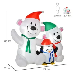 HOMCOM 4ft Christmas Inflatable Decoration With Two Bears And Penguin Light Up Outdoor Blow Up Decorations Xmas Décor -Deals Christmas Decor Store homcom 4ft christmas inflatable decoration with two bears and penguin light up outdoor blow up decorations xmas d cor5056534518714 03c MP