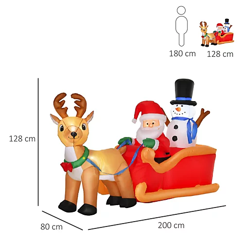 HOMCOM 4ft Christmas Inflatable Santa Claus On Sleigh Deer, LED Lighted For Home Indoor Outdoor Garden Lawn Decoration Party Prop 3 HOMCOM 4ft Christmas Inflatable Santa Claus On Sleigh Deer, LED Lighted For Home Indoor Outdoor Garden Lawn Decoration Party Prop - Image 3