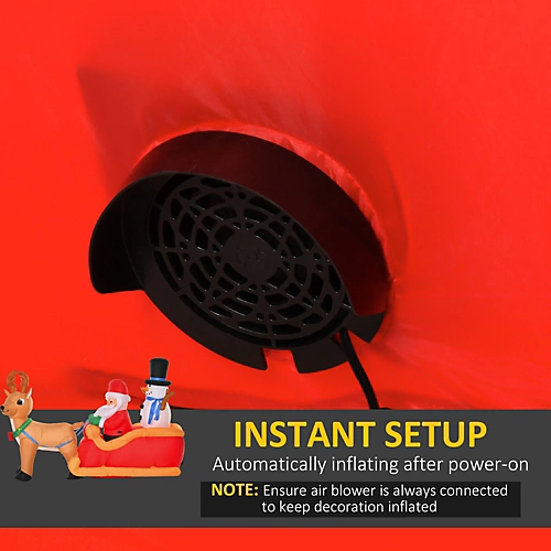 HOMCOM 4ft Christmas Inflatable Santa Claus On Sleigh Deer, LED Lighted For Home Indoor Outdoor Garden Lawn Decoration Party Prop 4 HOMCOM 4ft Christmas Inflatable Santa Claus On Sleigh Deer, LED Lighted For Home Indoor Outdoor Garden Lawn Decoration Party Prop - Image 4