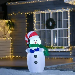 HOMCOM 4ft Inflatable Standing Christmas Decoration Large Waterproof Snowman With LED And Inflator