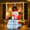 HOMCOM 5ft Christmas Inflatable Santa Claus And Penguin With Ice House Built-in LED Blow Up Decoration Outdoor, Xmas Decor