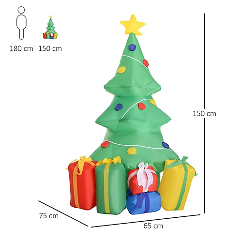 HOMCOM 5ft Inflatable Christmas Tree Xmas Air Blown Holiday Decoration LED Lawn Yard Outdoor Ornaments 3 HOMCOM 5ft Inflatable Christmas Tree Xmas Air Blown Holiday Decoration LED Lawn Yard Outdoor Ornaments - Image 3