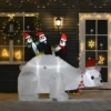 HOMCOM 5ft Outdoor Christmas Inflatable With LED Light, Lighted Blow Up Polar Bear With Three Penguins, Giant Yard Party Décor