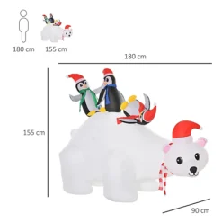 HOMCOM 5ft Outdoor Christmas Inflatable With LED Light, Lighted Blow Up Polar Bear With Three Penguins, Giant Yard Party Décor -Deals Christmas Decor Store homcom 5ft outdoor christmas inflatable with led light lighted blow up polar bear with three penguins giant yard party d cor5056534514068 03c MP