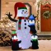 HOMCOM 6ft Inflatable Christmas Snowman With Three Penguins LED Xmas Décor Holiday Outdoor Yard Decoration