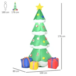 HOMCOM 6ft Tall Inflatable Christmas Tree With Star And Gift Boxes Huge Lighted Outdoor 3 Built-in LED Lights Xmas Inflatables Toy -Deals Christmas Decor Store homcom 6ft tall inflatable christmas tree with star and gift boxes huge lighted outdoor 3 built in led lights xmas inflatables toy5056534516598 03c MP