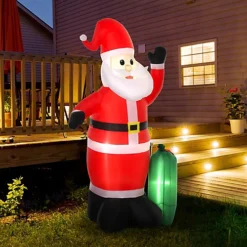 HOMCOM 7.5ft Inflatable Christmas Santa Claus With LED Air Blown Xmas Décor Holiday Outdoor Yard Decoration