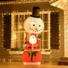 HOMCOM 8ft Christmas Inflatable Decoration With Santa Claus On Snowman Hot Air Balloon, Blow Up Xmas Decor LED Lights