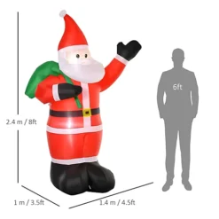 HOMCOM 8ft Christmas Inflatable Santa Holiday Yard Decoration With LED Lights, Indoor Outdoor Lawn Blow Up Decor -Deals Christmas Decor Store homcom 8ft christmas inflatable santa holiday yard decoration with led lights indoor outdoor lawn blow up decor5056399116759 03c MP