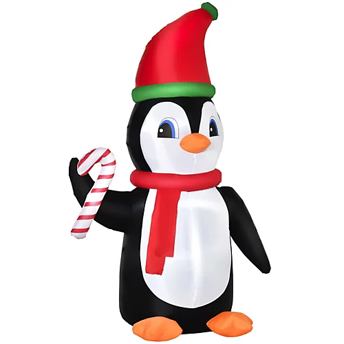 HOMCOM 8ft Inflatable Christmas Penguin Holding Candy Cane Blow Up Outdoor Decoration With LED Lights For Holiday 2 HOMCOM 8ft Inflatable Christmas Penguin Holding Candy Cane Blow Up Outdoor Decoration With LED Lights For Holiday - Image 2