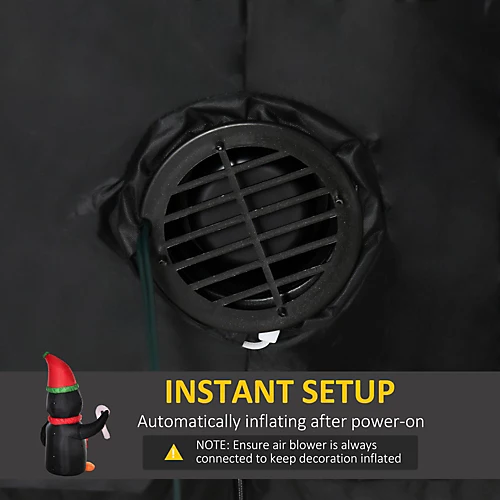 HOMCOM 8ft Inflatable Christmas Penguin Holding Candy Cane Blow Up Outdoor Decoration With LED Lights For Holiday 4 HOMCOM 8ft Inflatable Christmas Penguin Holding Candy Cane Blow Up Outdoor Decoration With LED Lights For Holiday - Image 4