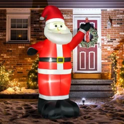 HOMCOM 8ft Inflatable Christmas Santa Claus Xmas Decoration With LED Holiday Air Blown Yard Outdoor Décor