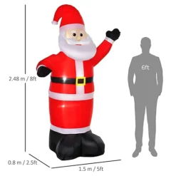 HOMCOM 8ft Inflatable Christmas Santa Claus Xmas Decoration With LED Holiday Air Blown Yard Outdoor Décor -Deals Christmas Decor Store homcom 8ft inflatable christmas santa claus xmas decoration with led holiday air blown yard outdoor d cor5056029803455 03c MP