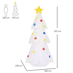 HOMCOM 8ft Inflatable Christmas Tree W/ Star And Multicolour Decorations LED Lighted For Garden Lawn Party Prop White -Deals Christmas Decor Store homcom 8ft inflatable christmas tree w star and multicolour decorations led lighted for garden lawn party prop white5056534515997 03c MP