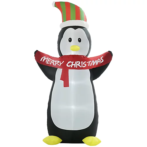 HOMCOM 8ft Inflatable Penguin & Christmas Banner Decoration W/ Inner LED Lights Indoor Outdoor Weather-Resistant Shell Fun Cute 2 HOMCOM 8ft Inflatable Penguin & Christmas Banner Decoration W/ Inner LED Lights Indoor Outdoor Weather-Resistant Shell Fun Cute - Image 2