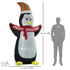 HOMCOM 8ft Inflatable Penguin & Christmas Banner Decoration W/ Inner LED Lights Indoor Outdoor Weather-Resistant Shell Fun Cute 6 HOMCOM 8ft Inflatable Penguin & Christmas Banner Decoration W/ Inner LED Lights Indoor Outdoor Weather-Resistant Shell Fun Cute -Deals Christmas Decor Store homcom 8ft inflatable penguin christmas banner decoration w inner led lights indoor outdoor weather resistant shell fun cute5056399113161 03c MP