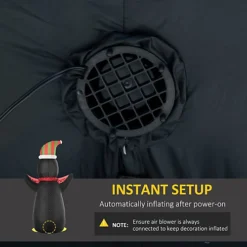 HOMCOM 8ft Inflatable Penguin & Christmas Banner Decoration W/ Inner LED Lights Indoor Outdoor Weather-Resistant Shell Fun Cute 7 HOMCOM 8ft Inflatable Penguin & Christmas Banner Decoration W/ Inner LED Lights Indoor Outdoor Weather-Resistant Shell Fun Cute -Deals Christmas Decor Store homcom 8ft inflatable penguin christmas banner decoration w inner led lights indoor outdoor weather resistant shell fun cute5056399113161 06c MP