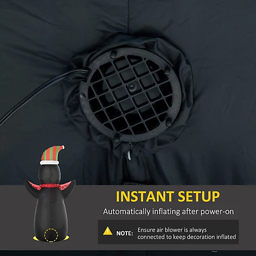 HOMCOM 8ft Inflatable Penguin & Christmas Banner Decoration W/ Inner LED Lights Indoor Outdoor Weather-Resistant Shell Fun Cute 4 HOMCOM 8ft Inflatable Penguin & Christmas Banner Decoration W/ Inner LED Lights Indoor Outdoor Weather-Resistant Shell Fun Cute - Image 4