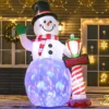 HOMCOM 8ft Tall Christmas Inflatable Snowman With Street Lamp, Lighted For Home Indoor Outdoor Garden Lawn Decoration Party Prop