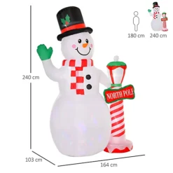 HOMCOM 8ft Tall Christmas Inflatable Snowman With Street Lamp, Lighted For Home Indoor Outdoor Garden Lawn Decoration Party Prop -Deals Christmas Decor Store homcom 8ft tall christmas inflatable snowman with street lamp lighted for home indoor outdoor garden lawn decoration party prop5056534510664 03c MP