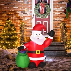 HOMCOM Inflatable Blow Up Christmas Santa Claus 4ft LED Yard Holiday Decoration