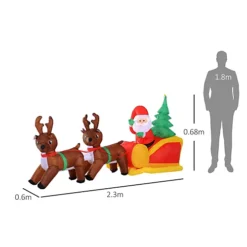 HOMCOM Large Self-inflating Inflatable Xmas Santa Claus Sledge Sleigh W/Reindeer LED Outdoor Blow Up Christmas Decoration -Deals Christmas Decor Store homcom large self inflating inflatable xmas santa claus sledge sleigh w reindeer led outdoor blow up christmas decoration5055974834071 03c MP