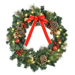 HOMCOM Pre-Lit Artificial Christmas Door Wreath Holly Garland Decor 20 LED 5 HOMCOM Pre-Lit Artificial Christmas Door Wreath Holly Garland Decor 20 LED -Deals Christmas Decor Store homcom pre lit artificial christmas door wreath holly garland decor 20 led5056029810217 02c MP