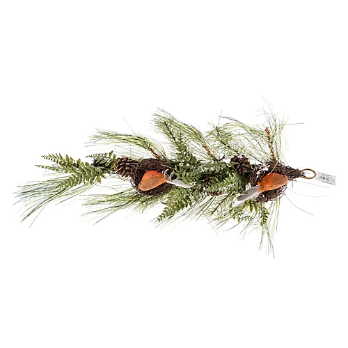 Homescapes Artificial Replica Pine Branch Christmas Swag With Robins Nests 1 Homescapes Artificial Replica Pine Branch Christmas Swag With Robins Nests