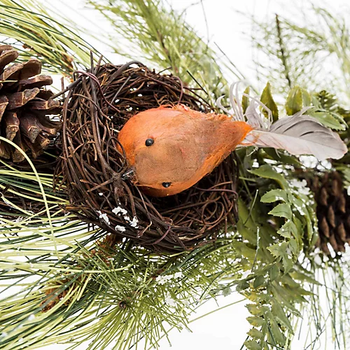 Homescapes Artificial Replica Pine Branch Christmas Swag With Robins Nests 2 Homescapes Artificial Replica Pine Branch Christmas Swag With Robins Nests - Image 2