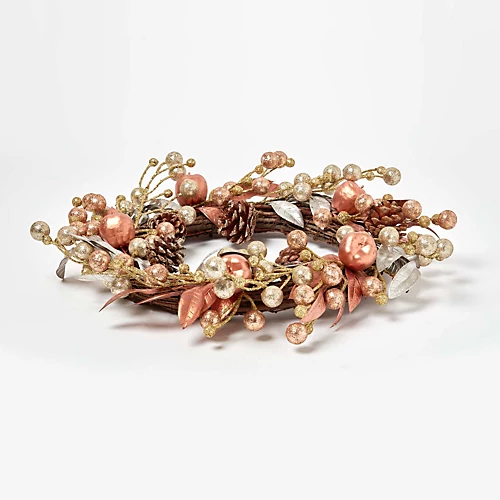 Homescapes Champagne Pinecone & Apple Christmas Wreath 3 Homescapes Champagne Pinecone & Apple Christmas Wreath - Image 3
