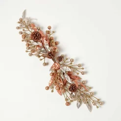 Homescapes Champagne Pinecone & Apples Christmas Swag