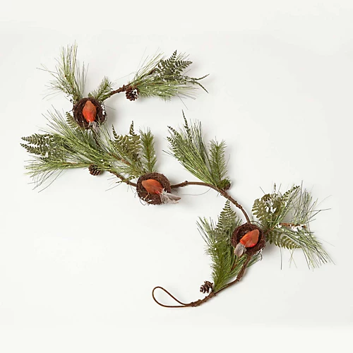 Homescapes Festive Christmas Garland With Artificial Pine And Robins Nests 5ft 1 Homescapes Festive Christmas Garland With Artificial Pine And Robins Nests 5ft